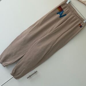 Aviator Nation Beige sweatpants with Gold Accent - XS